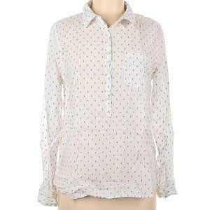 Gap white and turquoise cotton blouse size S